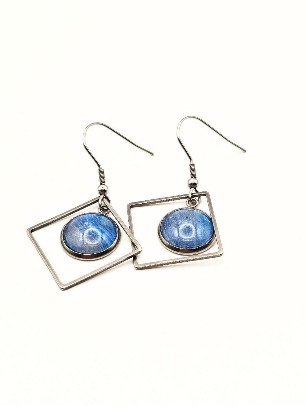 Artisan Blue Geometric Drop Earrings